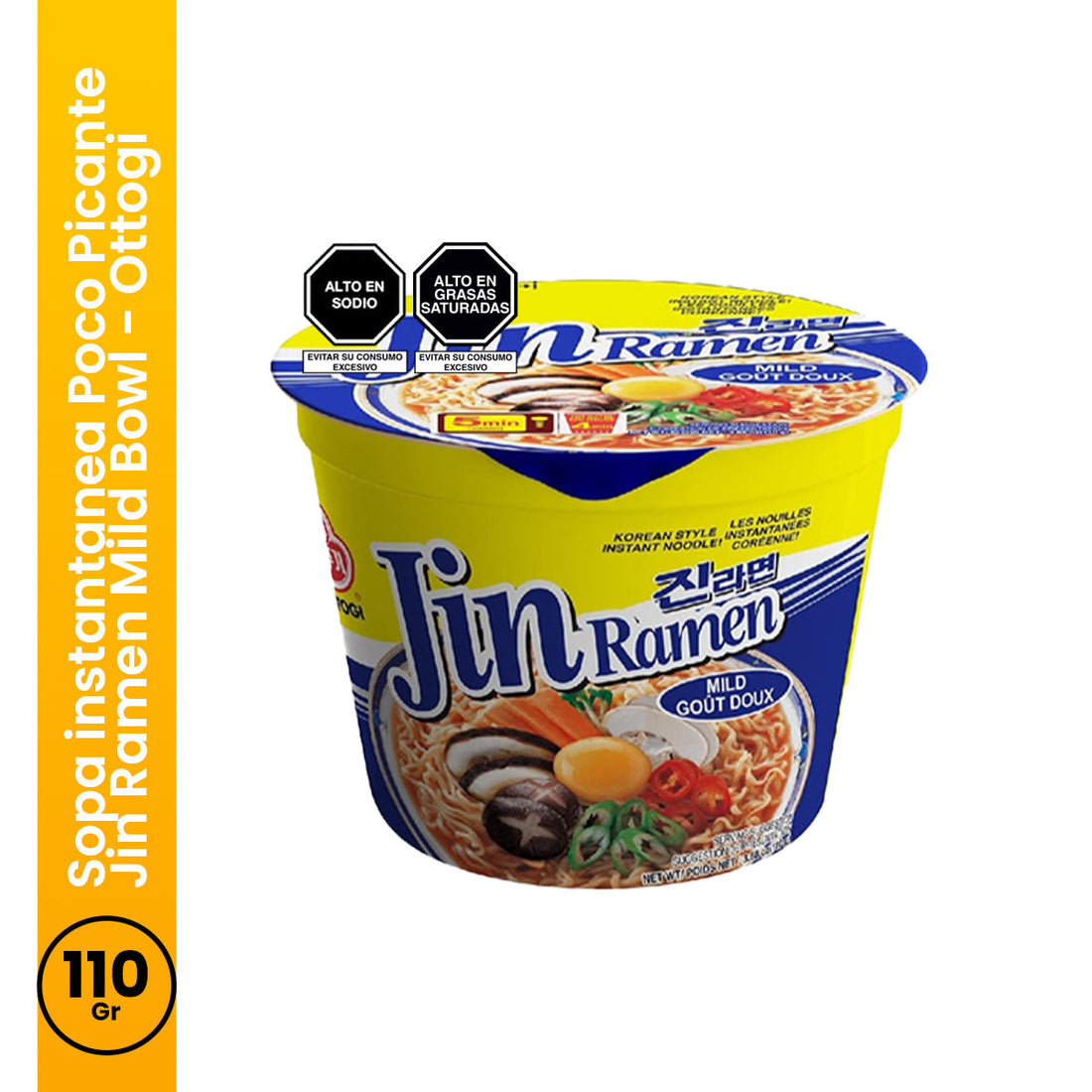 Sopa instantanea Poco Picante Jin Ramen Mild Bowl 110gr Ottogi
