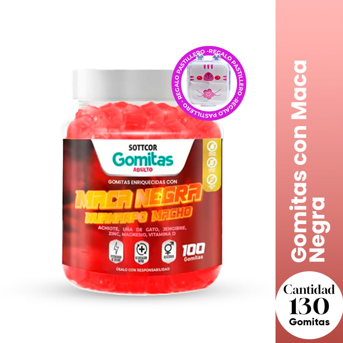 Gomitas con Maca Negra Sottcor 100 Gomitas + REGALO PORTA GOMITAS