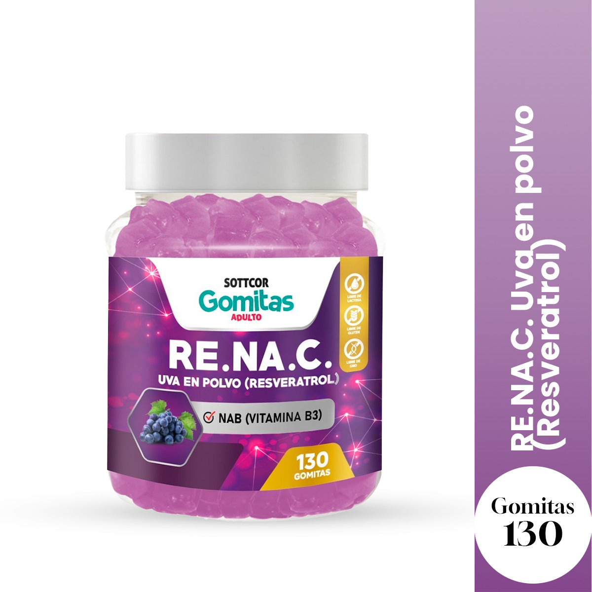 GOMITAS RE.NA.C UVA EN POLVO RESVERATROL ADULTO - SOTTCOR