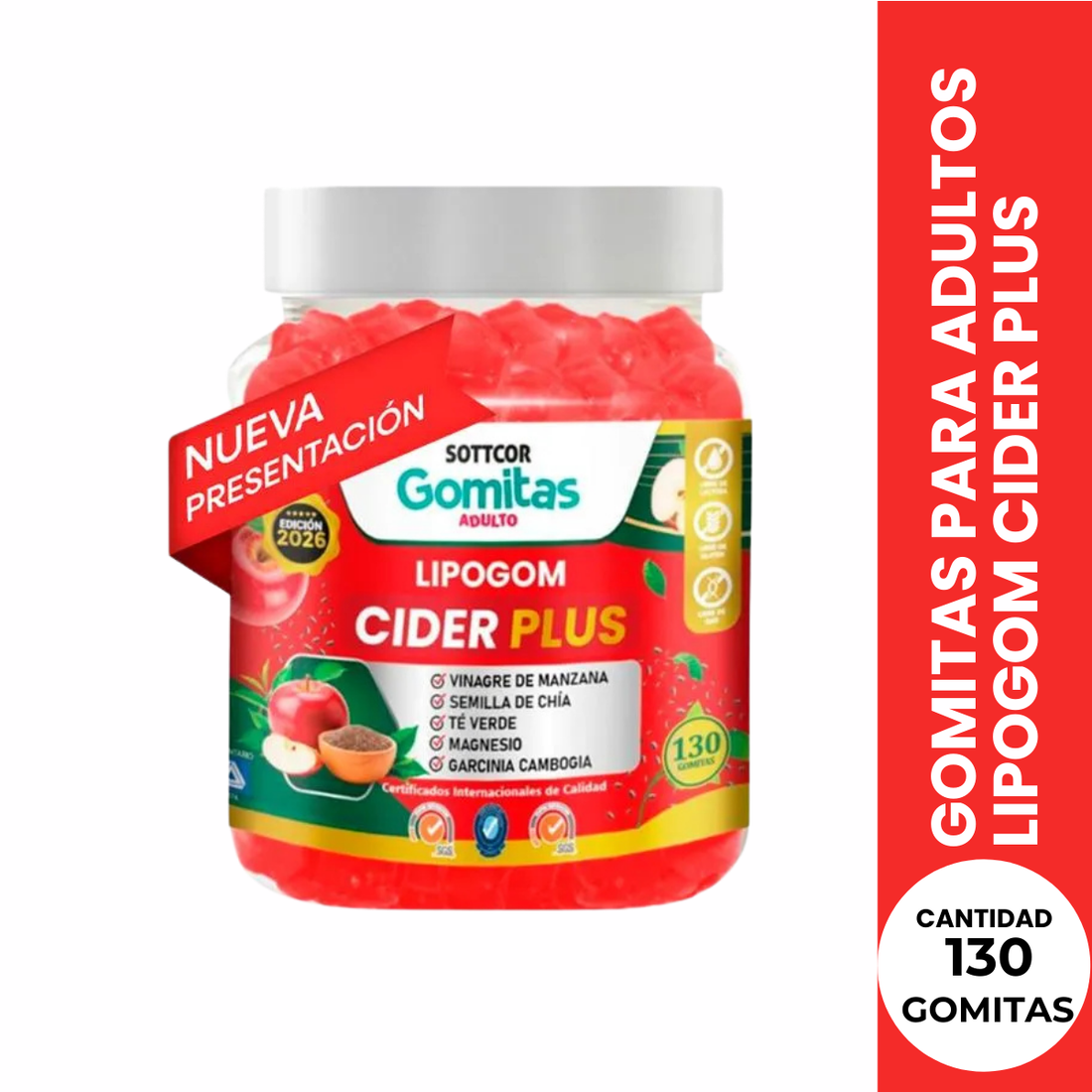 Gomitas para Adultos Lipogom Cider plus 130 Gomitas Sottcor