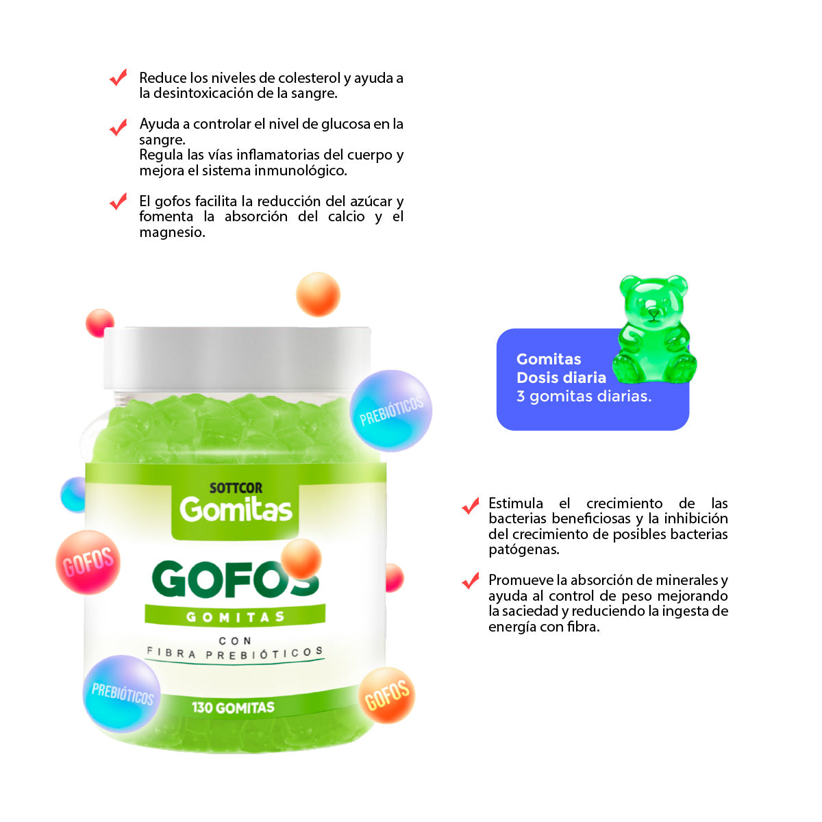 GOMITAS GOFO CON FIBRA PREBIOTICOS  - SOTTCOR + REGALO PORTA GOMITAS