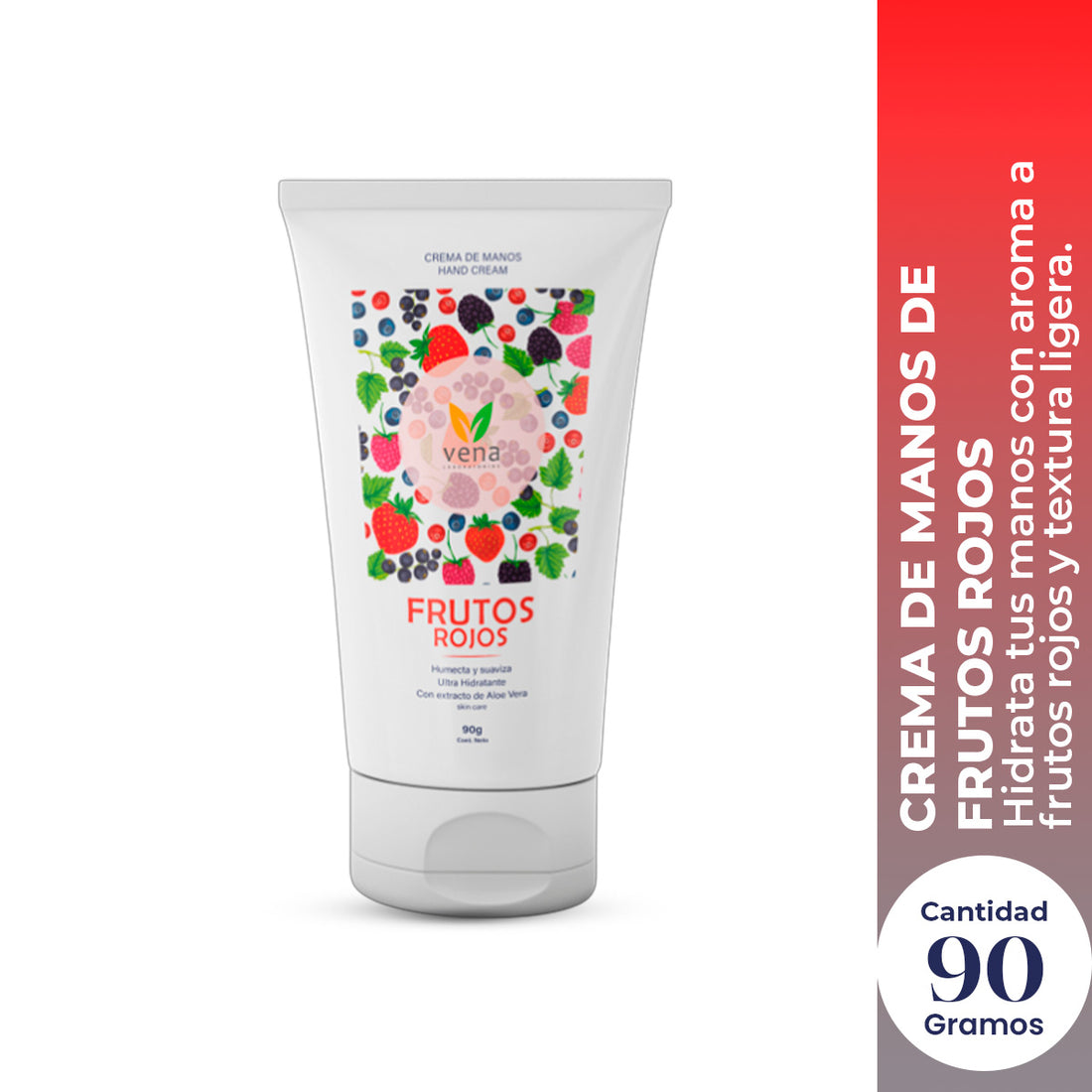 Vena Crema de Manos Frutos Rojos 90g – Hidratación &amp; Suavidad