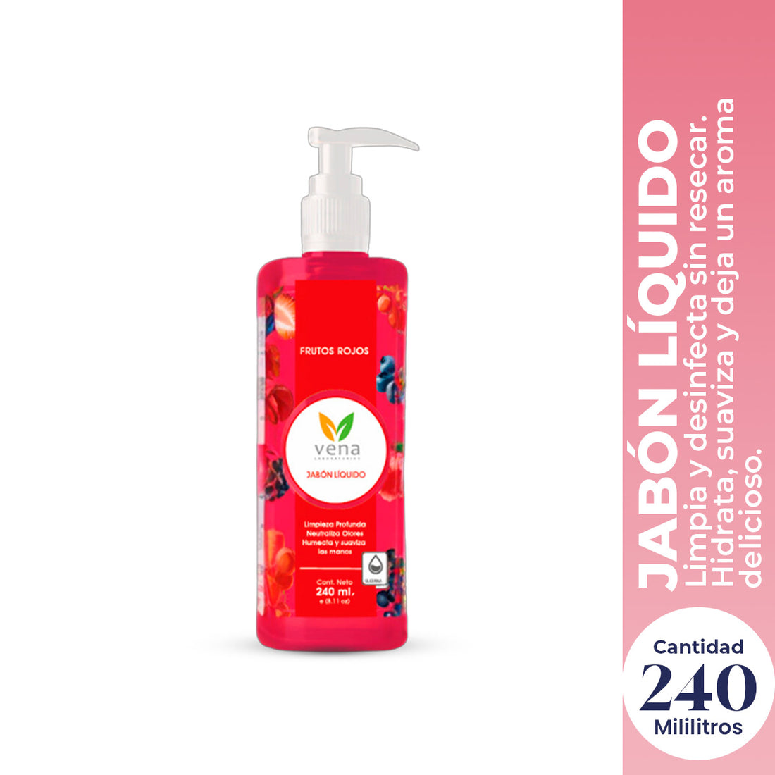 Vena Jabón Líquido para Manos con Glicerina 240ml – Limpieza Suave