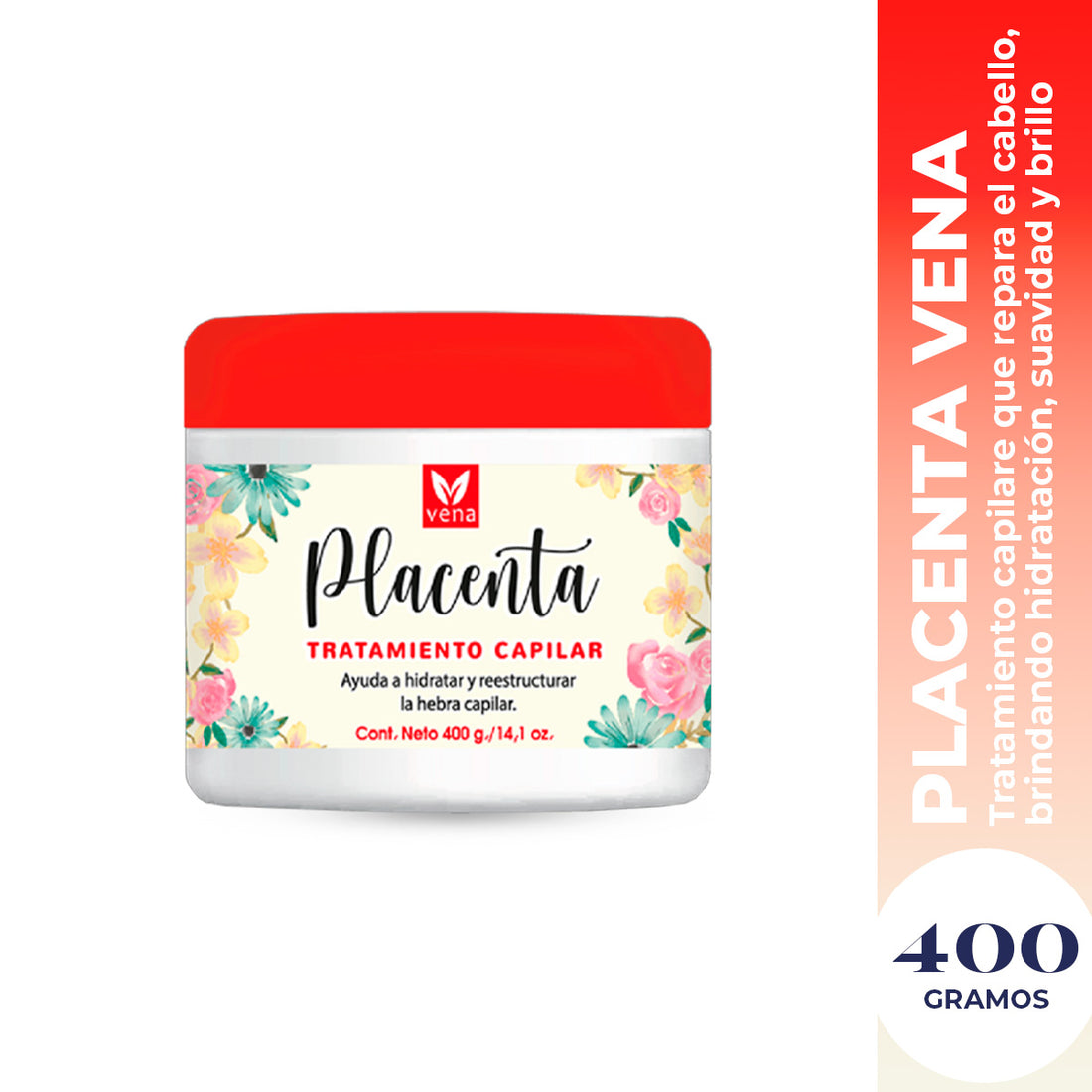 Vena - Vena Crema Tratamiento Capilar de Placenta 400g | Fortalece, Hidrata y Revitaliza el Cabello Dañado