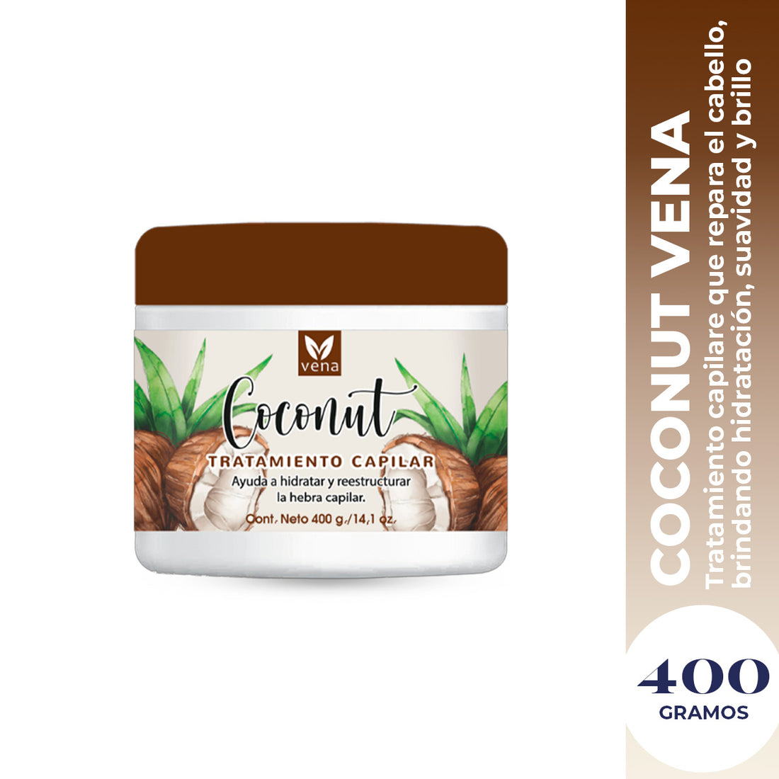 Vena - Crema Tratamiento Capilar de Coconut 400gr - Control del Frizz