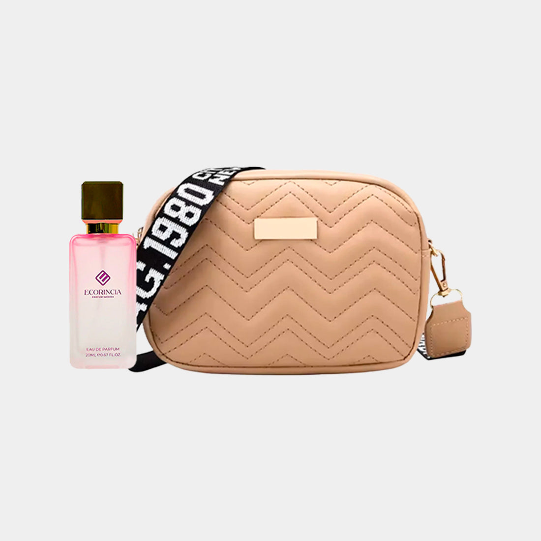 Cartera Bandolera Casual Pequeña Khaki + FRUITY PARFUM CHERRY - ECORINCIA + REGALO SORPRESA