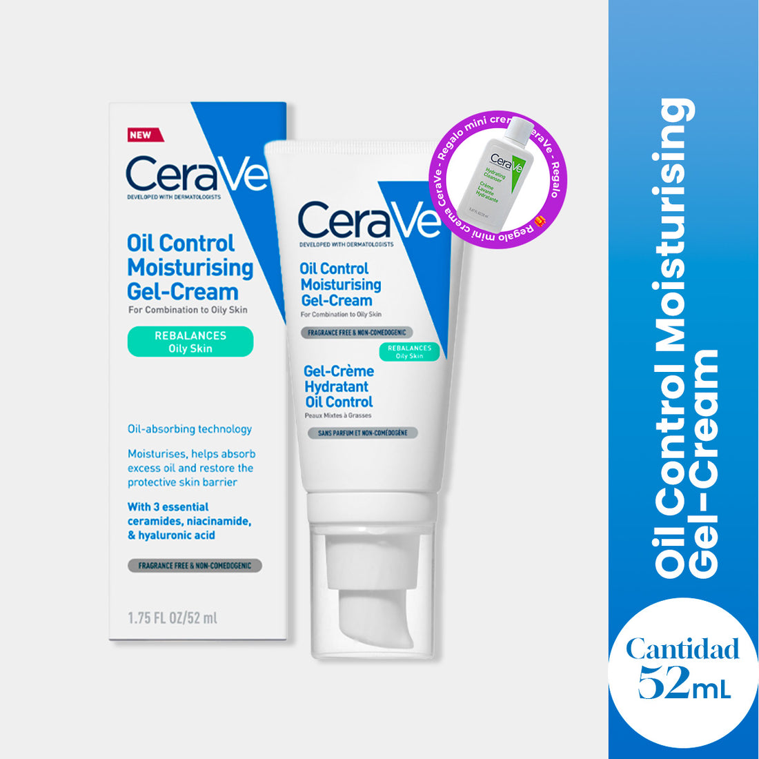 Oil Control Matificante CeraVe  + REGALITO HYDRATING CLEANSER 20ML