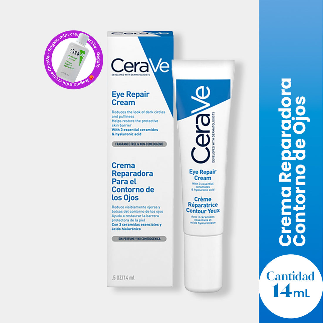 CeraVe Crema Reparadora Contorno de Ojos 14ml + REGALO HYDRATING CLEANSER 20ML
