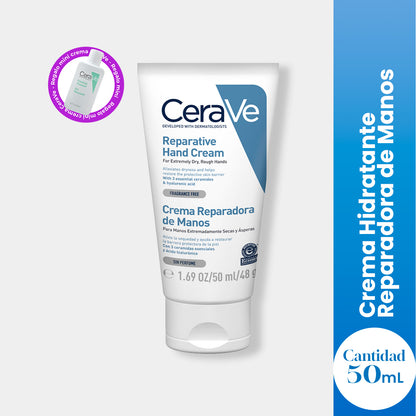 CeraVe Crema Hidratante Reparadora de Manos 50ml+ REGALO FOAMING CLEANSER 20ML