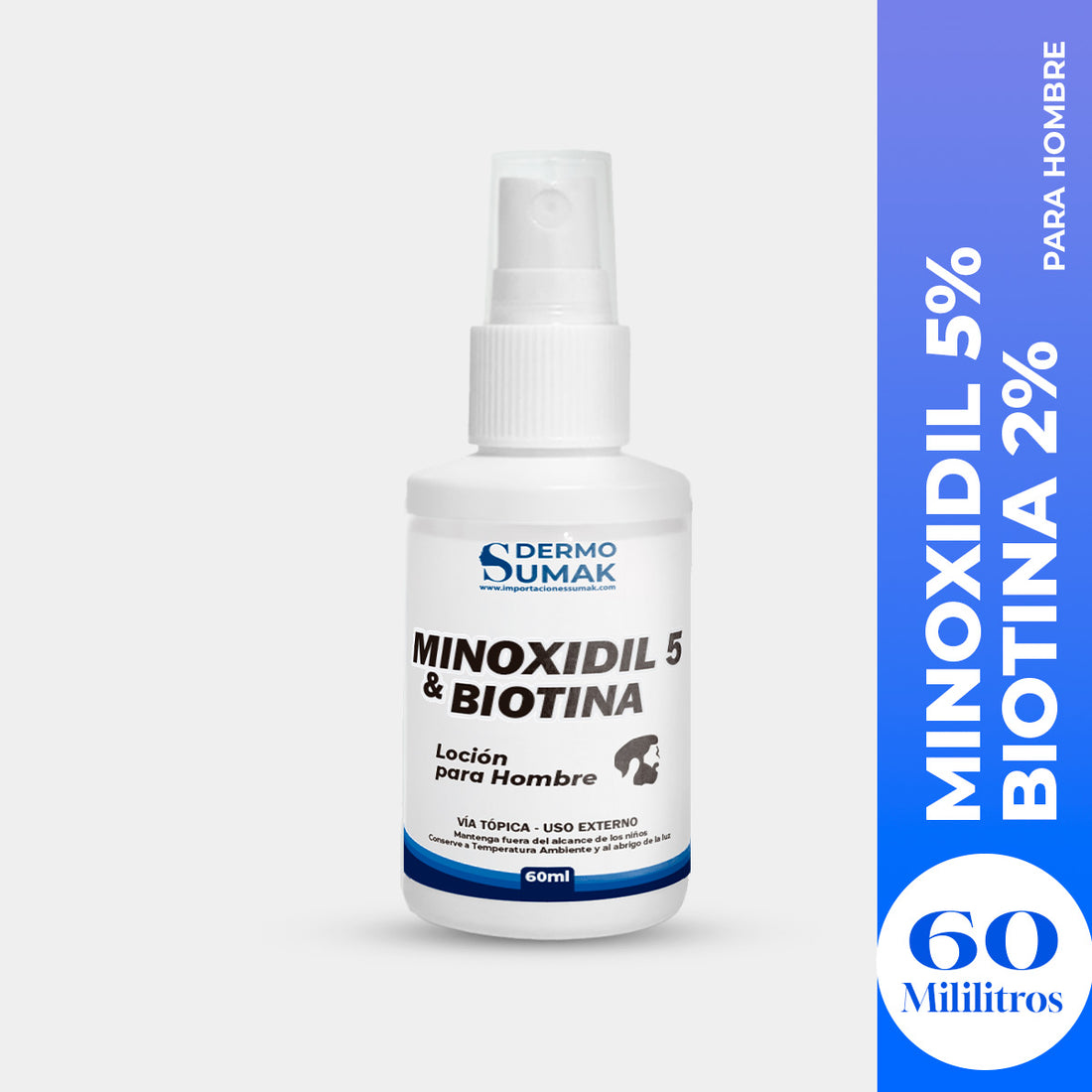Locion Minoxidil 5% &amp; Biotina 60ml - DermoSumak