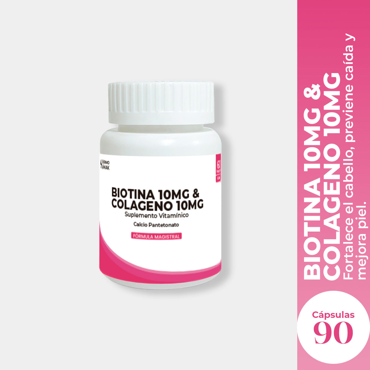 Biotina 10 mg &amp;  Colágeno 10 mg x 90 Cápsulas - Dermo Sumak