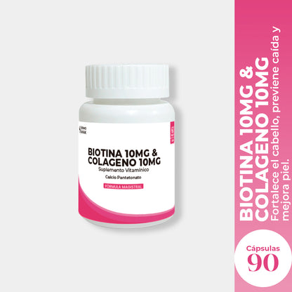 Biotina 10 mg &amp;  Colágeno 10 mg x 90 Cápsulas - Dermo Sumak