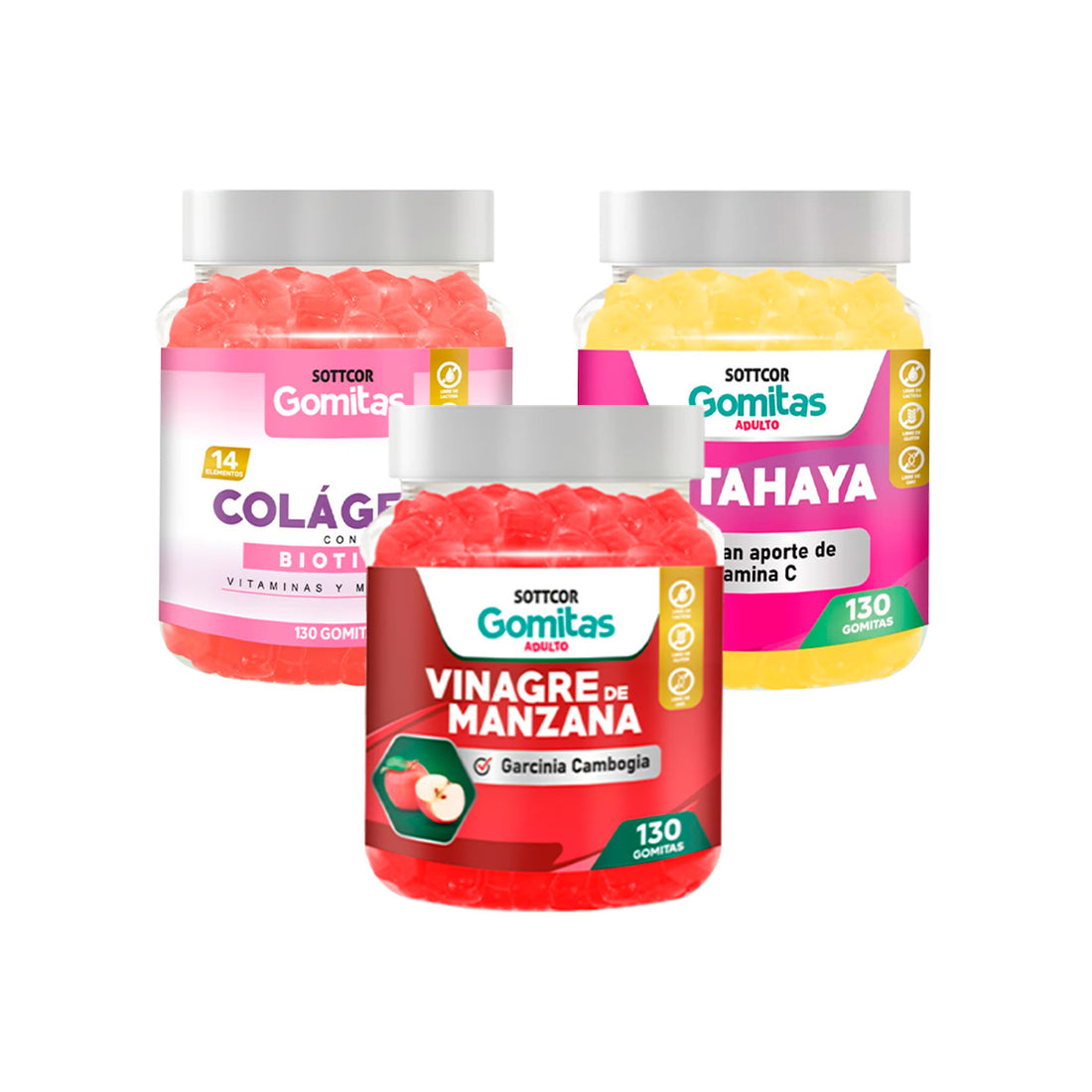 Combo Gomitas Colágeno + Vinagre de Manzana + Pitahaya SOTTCOR ADULTOS + REGALO PASTILLERO