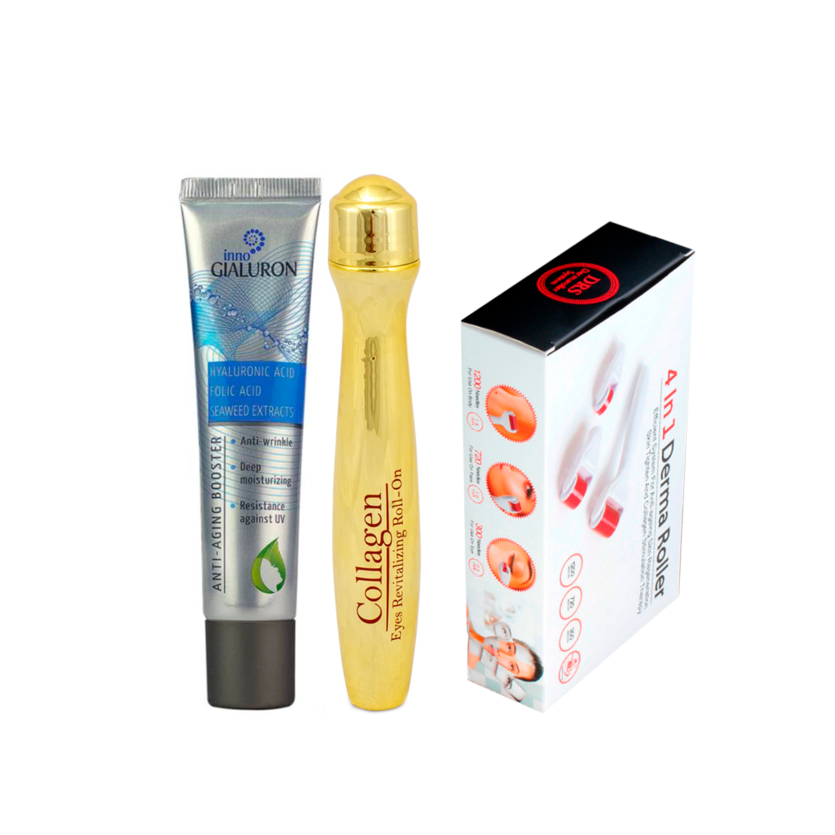 1 Inno Gialuron 40 ml + Derma Roller 4en1 + Contorno de Ojos Colágeno 15 ml