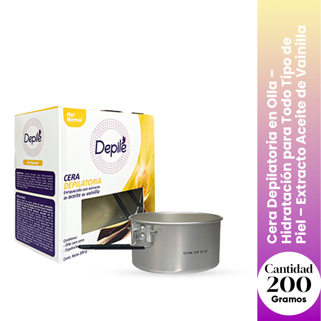 Depile Cera Depilatoria en Olla – Hidratación – Extracto Aceite de Vainilla 200g