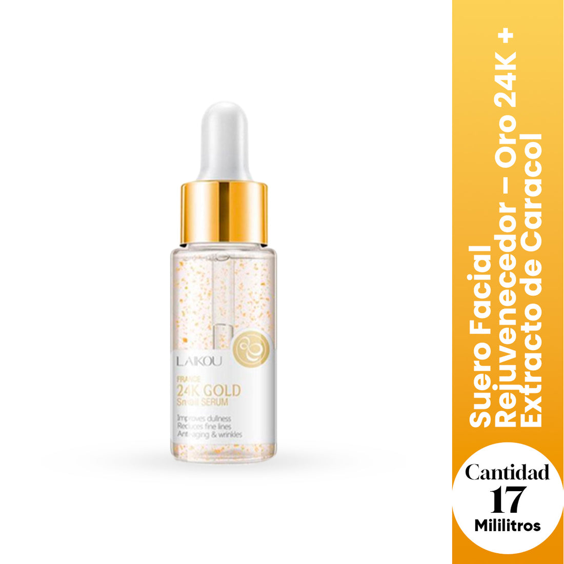 Laikou Suero Facial Rejuvenecedor – Oro 24K + Extracto de Caracol – 17ml