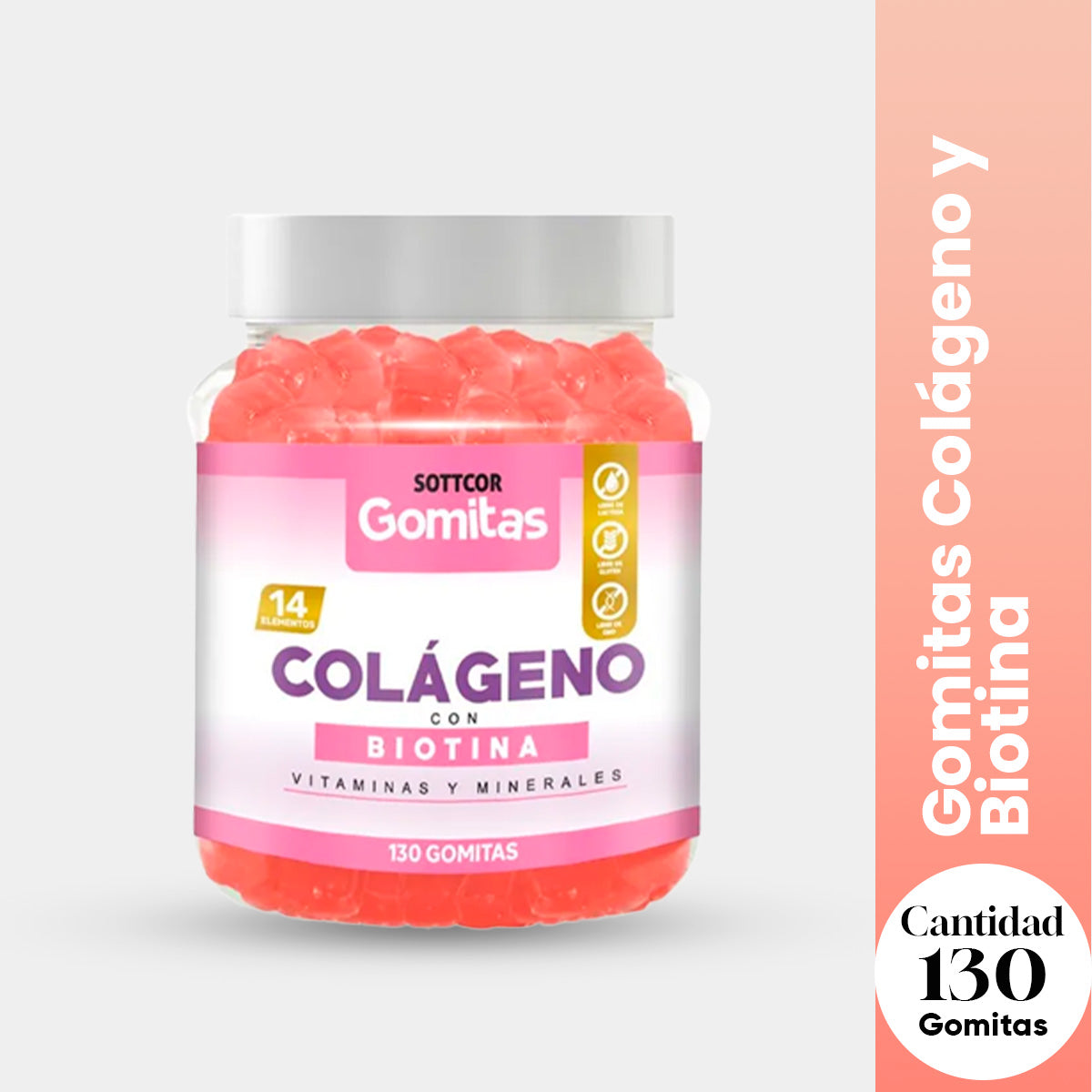 Gomitas Adultos Colágeno y Biotina 130 Gomitas - Sottcor