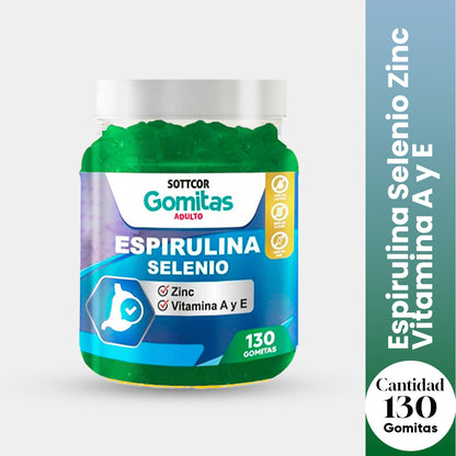 Gomitas con Espirulina Selenio Zinc Vitamina A y E Sottcor 130 Gomitas