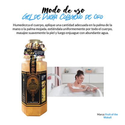 Gel de Ducha Colágeno de Oro + Aceite Masajeador Corporal de Rosa - Fruit of the Wokali