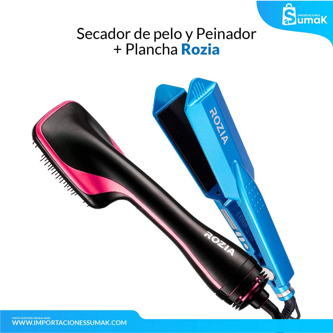 Secador de pelo y peinador + Plancha - Rozia