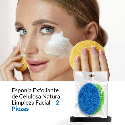 Esponja Exfoliante De Celulosa Natural Limpieza Facial 2 u