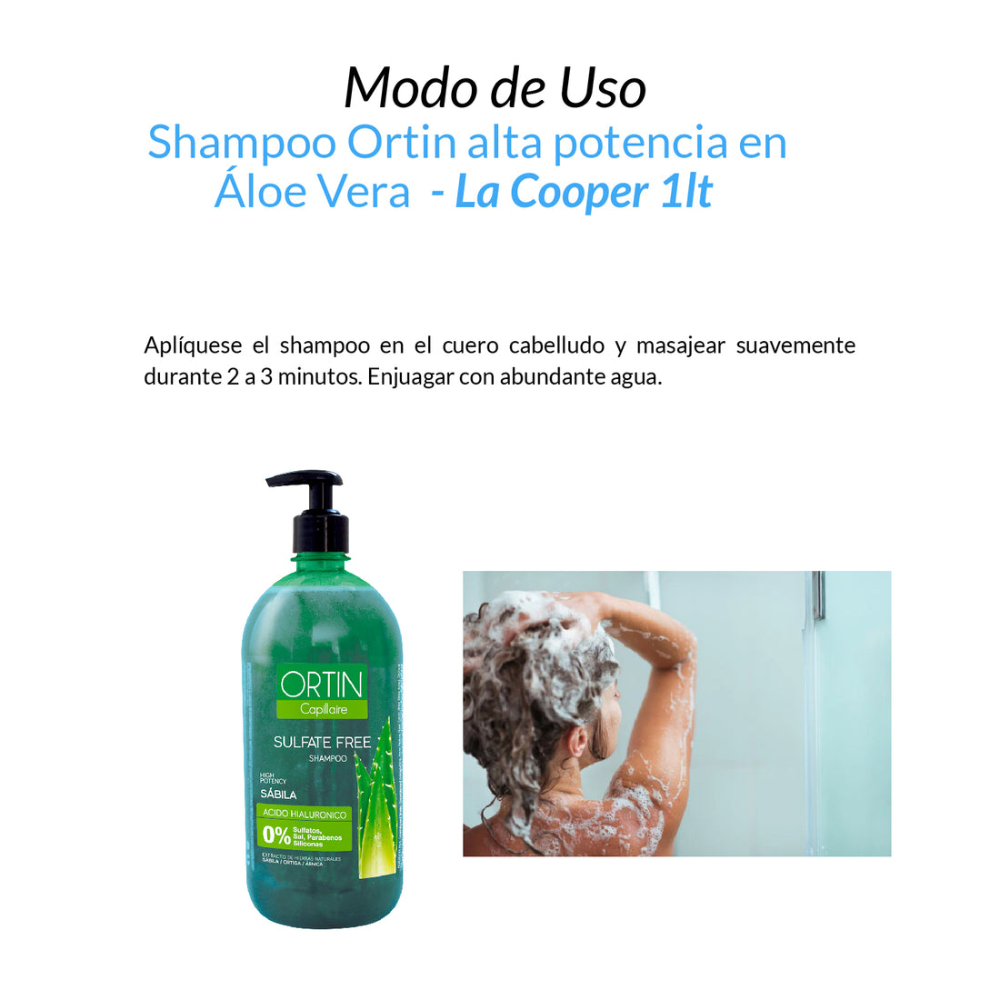 Shampoo Ortin alta potencia en sábila - La Cooper 1lt