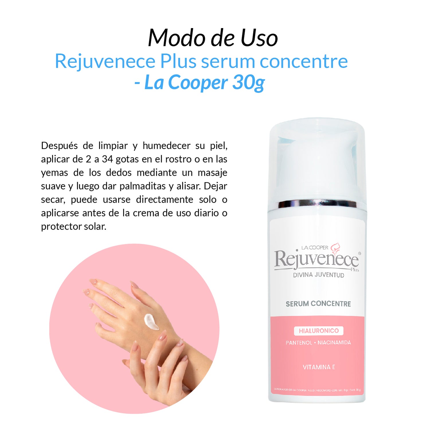 Rejuvenece Plus serum concentre hialurónico - La Cooper 30g