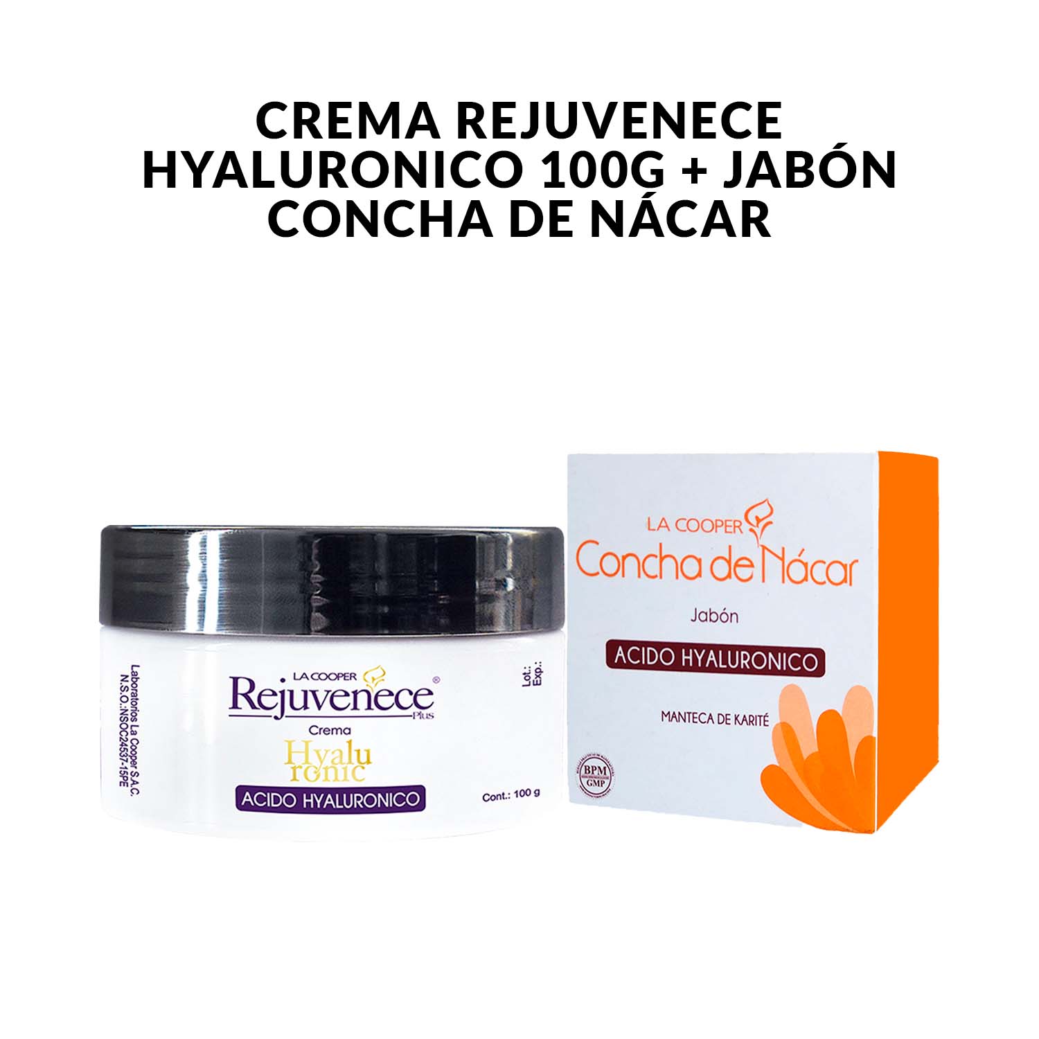 Crema Rejuvenece Hyaluronico 100g + Jabón Concha de Nácar