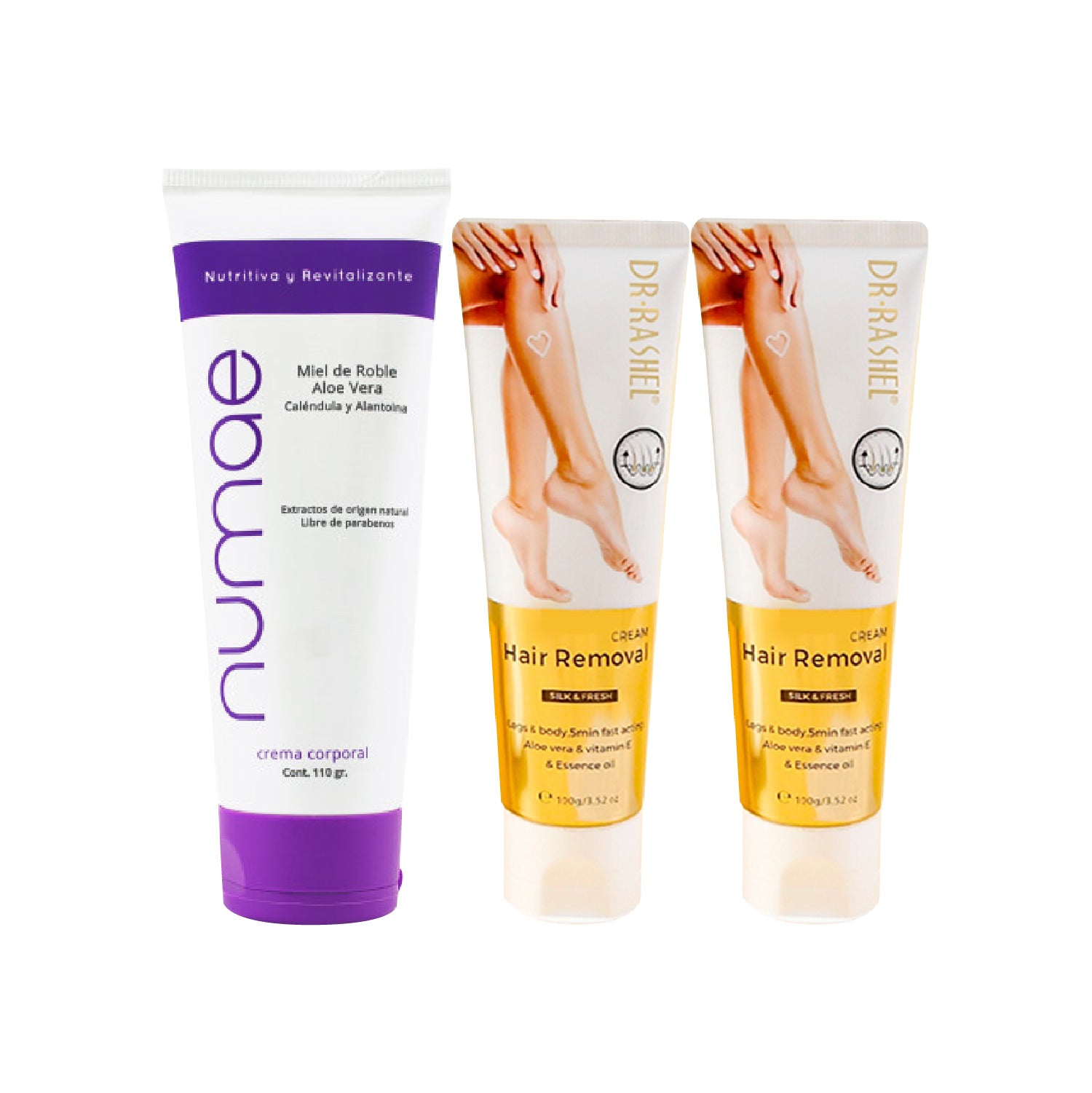 Crema Corporal Numae 110g + 2 Crema depiladora Dr Rashel 100g