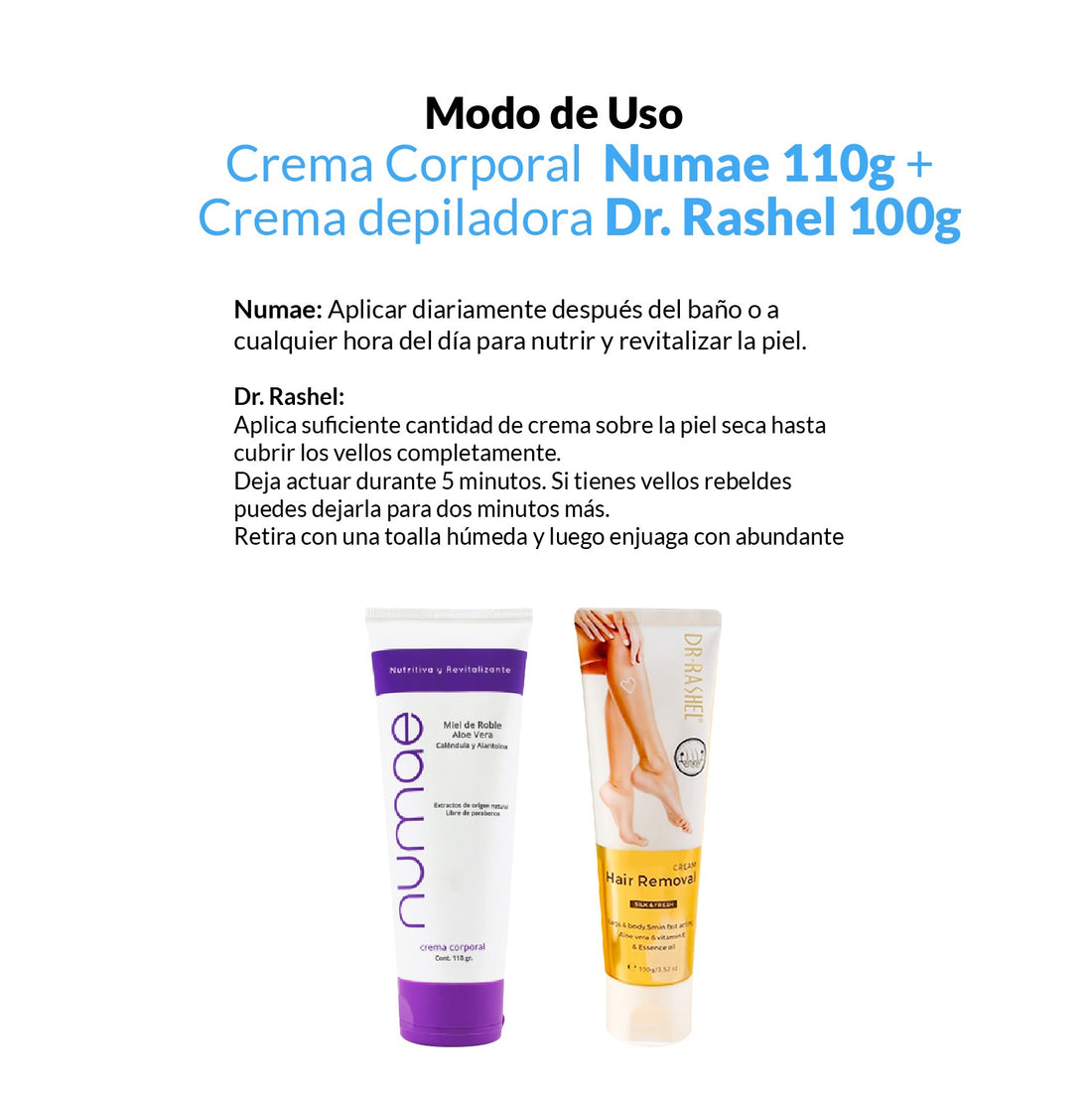 Crema Corporal Numae 110g + 2 Crema depiladora Dr Rashel 100g