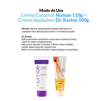 Crema Corporal Numae 110g + 2 Crema depiladora Dr Rashel 100g