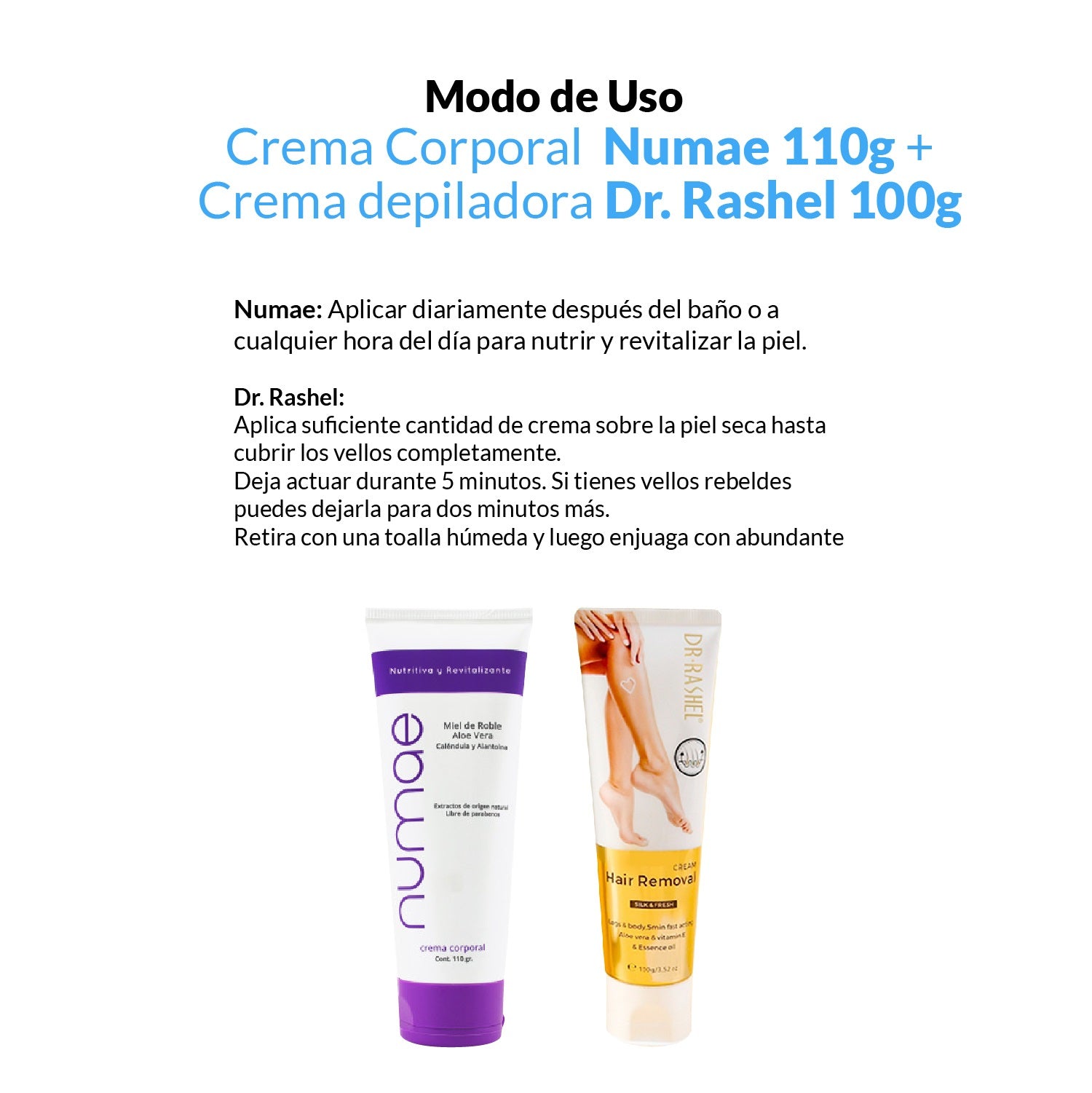 Crema Corporal Numae 110g + Crema depiladora Dr Rashel 100g