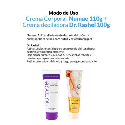 Crema Corporal Numae 110g + 3 Crema depiladora Dr Rashel 100g