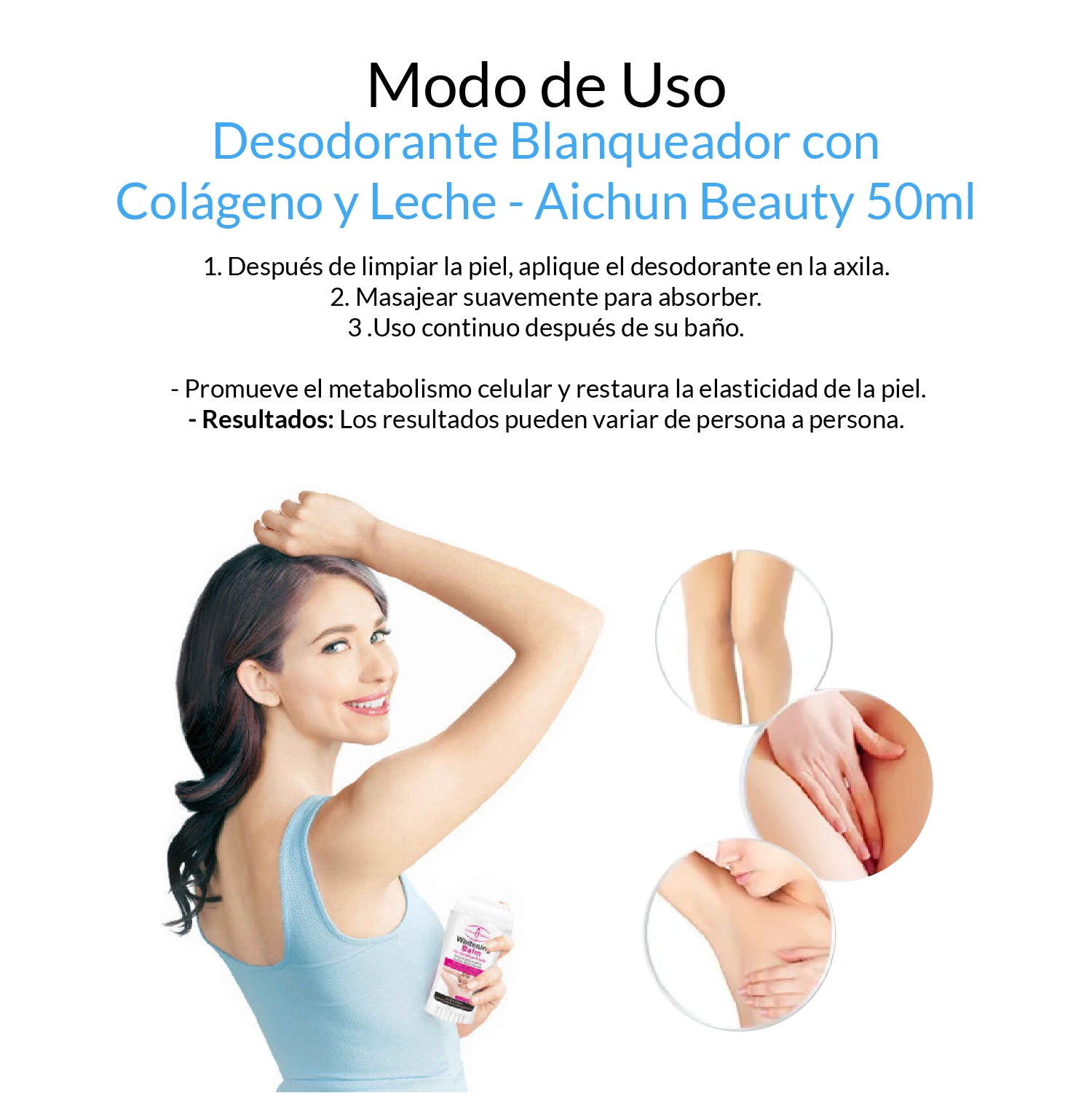 Desodorante Blanqueador con Colágeno y Leche - Aichun Beauty 50ml