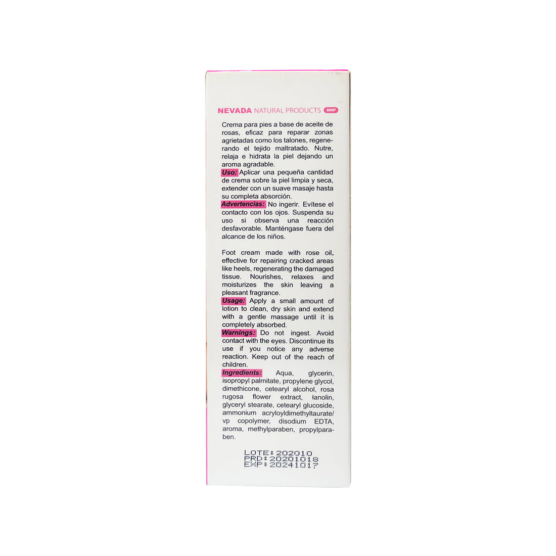Crema hidratante para pies de Rosas Nevada Natural 120ml