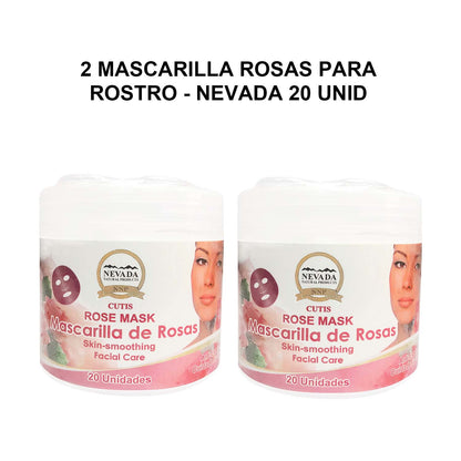 Mascarilla Rosas para rostro - Nevada 20 unid
