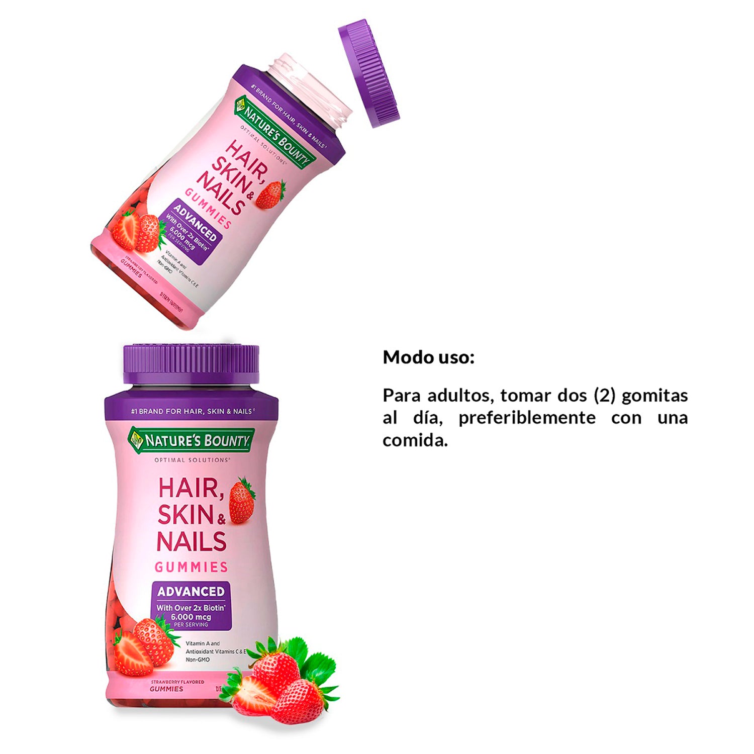 1 MINOXIDIL ESPUMA DE MUJER ROGAINE® + 1 Biotin Gummies Strawberry 230 Gomitas