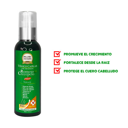 Shampoo y Acondicionador Romero Crecepelo 420 ml + Tónico Capilar 100ml