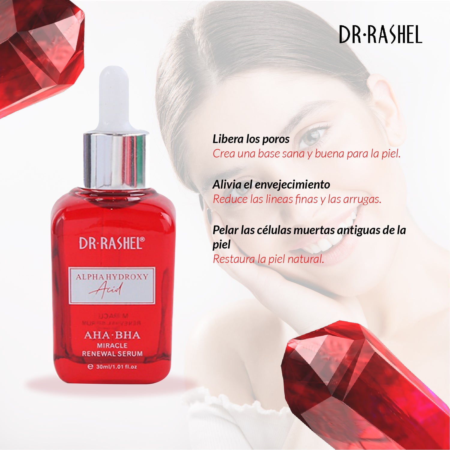 Crema &amp; Serum Rejuvenecimiento Alpha Hydroxy Acid AHA-BHA Dr. Rashel